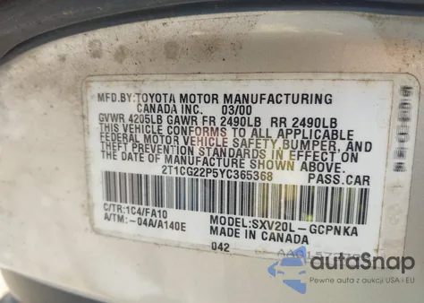 2000 Toyota Camry Solara Se из США, поврежденный, VIN 2T1CG22P5YC365368